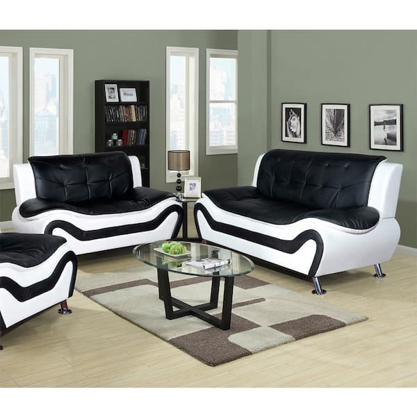 Star Home Living 78 In Armless 2 Piece Sofa Set Black White Sh4501 2pc The