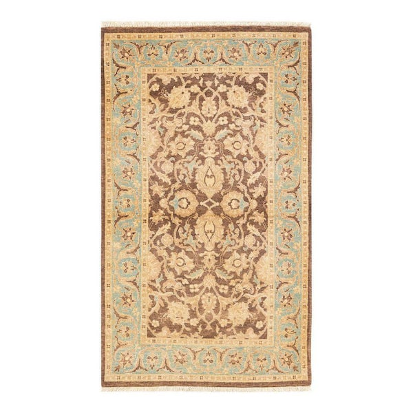 Electric 3 ft. x 5 ft. Brown Floral Wool Indoor Area Rug