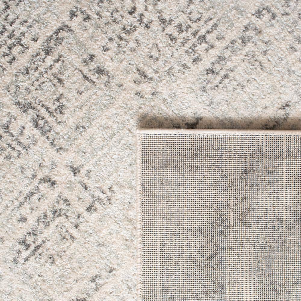 Ivory and Grey Geometric Wool Area Rug, 9' x 12'