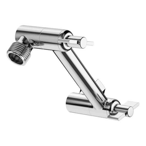 Logmey 4 in. Wall Mounted Stainless Steel Shower Extended Arm with Unique Locking Gear in Chrome for Rain Shower Head (1-Pack)