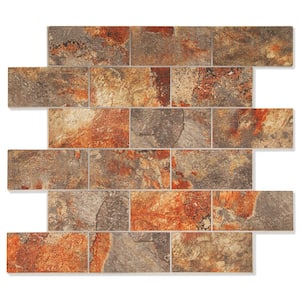 Subway Collection Ink Red Rock 12 in. x 12 in. PVC Peel and Stick Tile (5 sq. ft./5-Sheets)