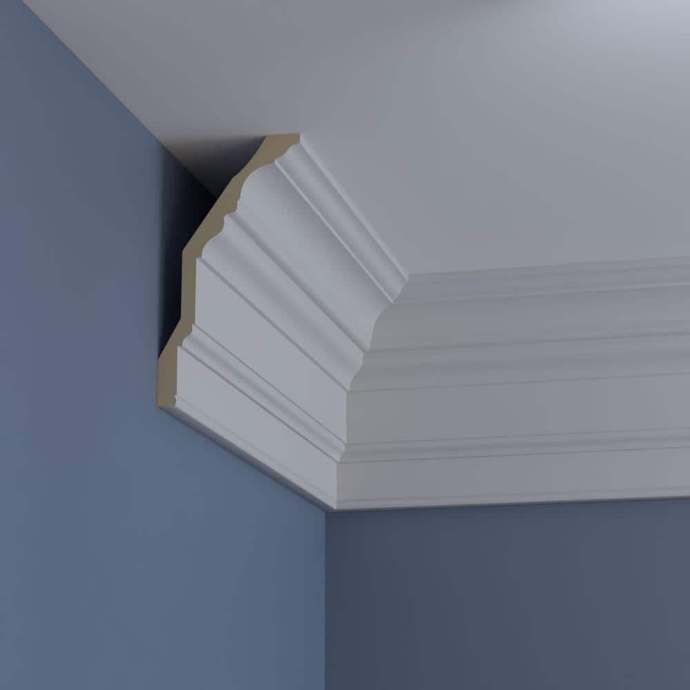 Primed White Polyurethane Geometric Crown Moulding Sample