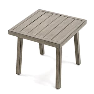 EliteCast Rectangle Gray Aluminum Outdoor Side Table