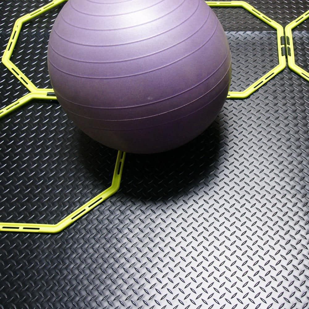 Black Diamond Plate Rubber Gym Floor Roll, 36" x 48"