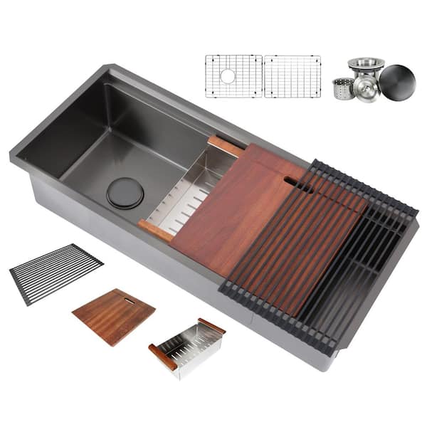 18 Cutting Board in Black with Stainless Steel Colander and Mixing Bo –  Create Good Sinks