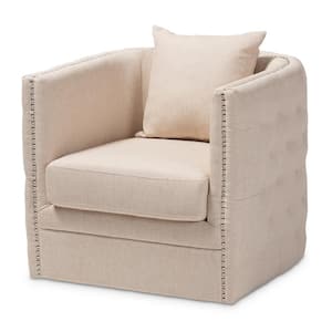 Micah Beige Fabric Swivel Chair