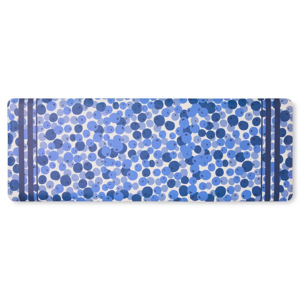Blue and White PVC Anti-Fatigue Kitchen Runner Mat