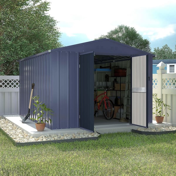 8 ft. W x 12 ft. D Outdoor Metal Storage Shed in Gray (96 sq. ft. )