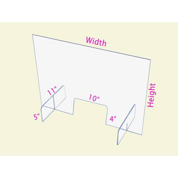 Falken Design Sneeze Guard 60 in. x 36 in. x 0.25 in. Clear Acrylic Protection Shield Freestanding with Stand and Pass Through Window