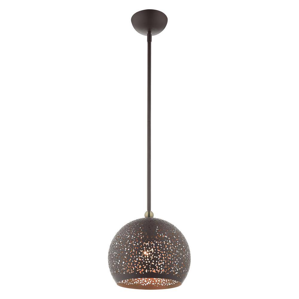 Bronze and Antique Brass 1-Light Globe Pendant