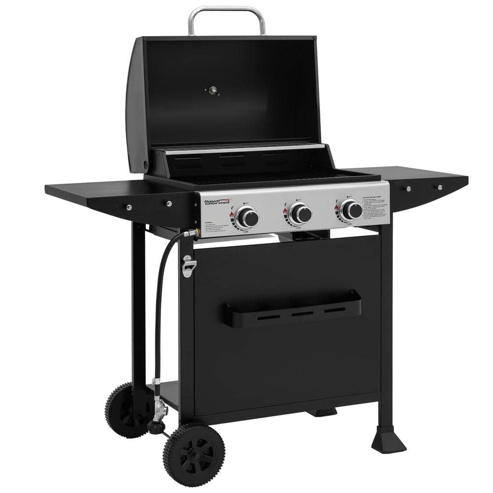 Royal Gourmet 3-Burner Black Propane Gas Grill with Stainless Steel