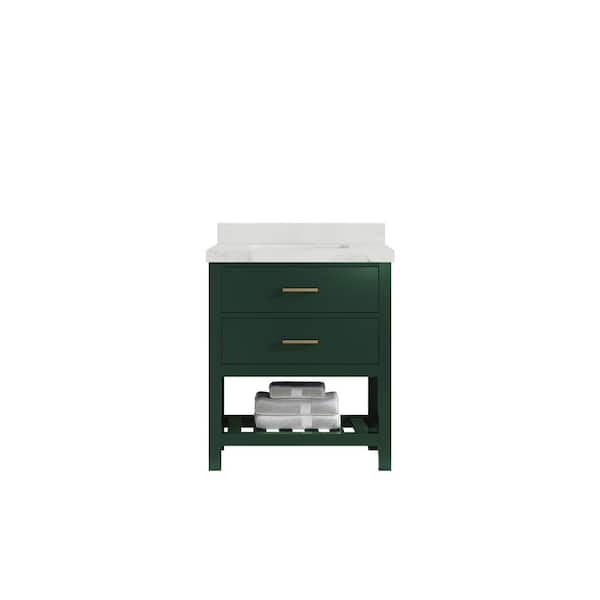 Willow Collections Parker 30 in. W x 22 in. D x 36 in. H Bath Vanity in Lafayette Green with 2 in. Calacatta Nuvo Top