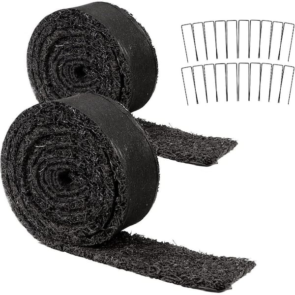 SenQWFa Rubber Mulch for Landscaping Recycled Rubber Mulch Mat Roll Black Permanent Edging Border (2-Pack)