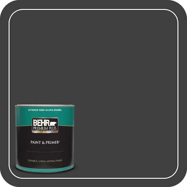 BEHR PREMIUM PLUS 1 qt. Black Semi-Gloss Enamel Exterior Paint & Primer