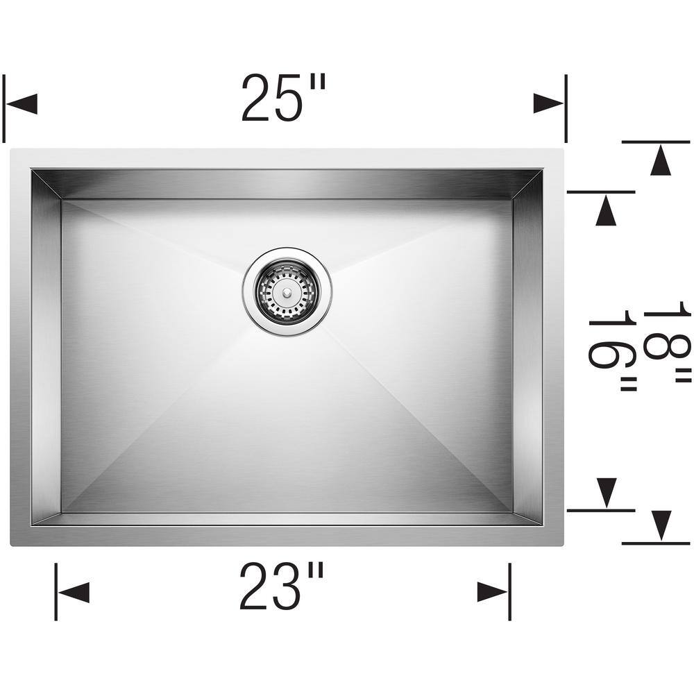 Quatrus 25" Single Bowl Stainless Steel Undermount Kitchen Sink