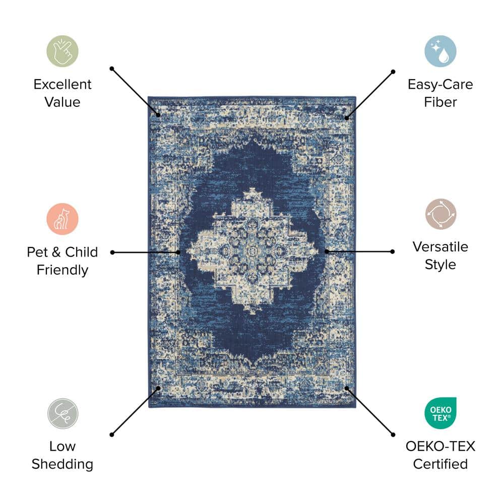 Grafix Multicolor Bohemian Rectangular Synthetic Area Rug