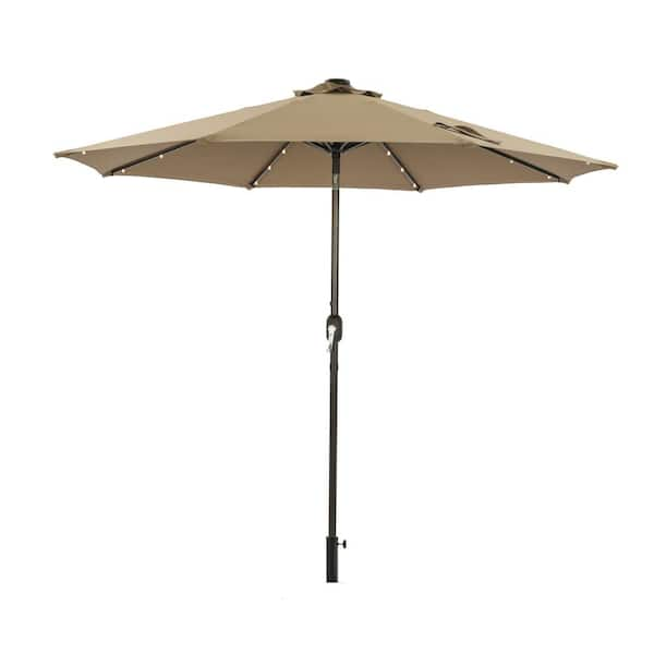 9 ft. Outdoor Patio Umbrella Flip Market Umbrella with Crank and LED ...