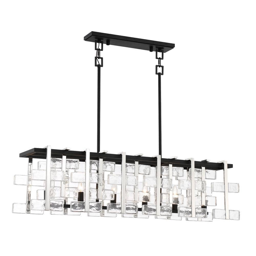 Metropolitan Painesdale 6-Light Island Chandelier in Sand Coal & Polished Nickel