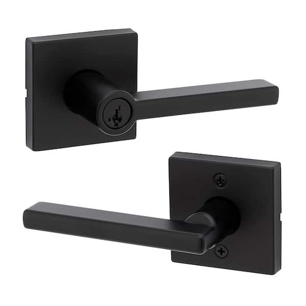 Halifax Matte Black Keyed Storeroom Square Door Handle Featuring SmartKey Security