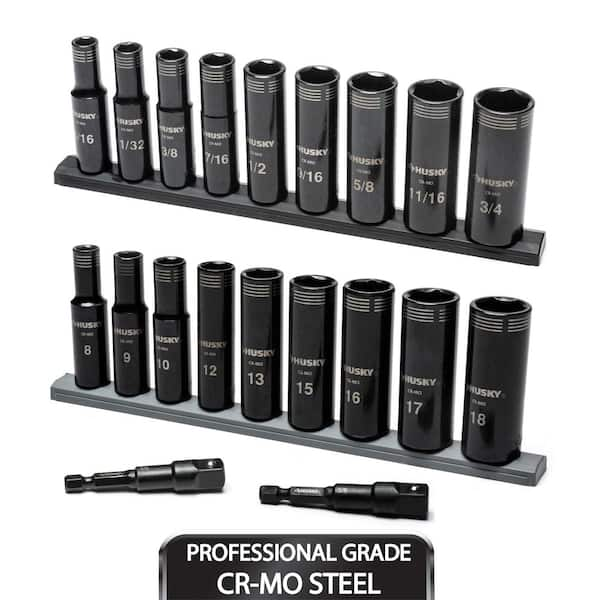 3/8 in. Drive Thin Wall Deep 6-Point Impact Socket Set SAE/Metric (20-Piece)