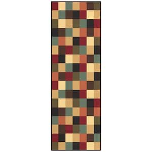 Basics Collection Non-Slip Rubberback Checkered Design 2x5 Indoor Runner Rug, 1 ft. 8 in. x 4 ft. 11 in., Multicolor