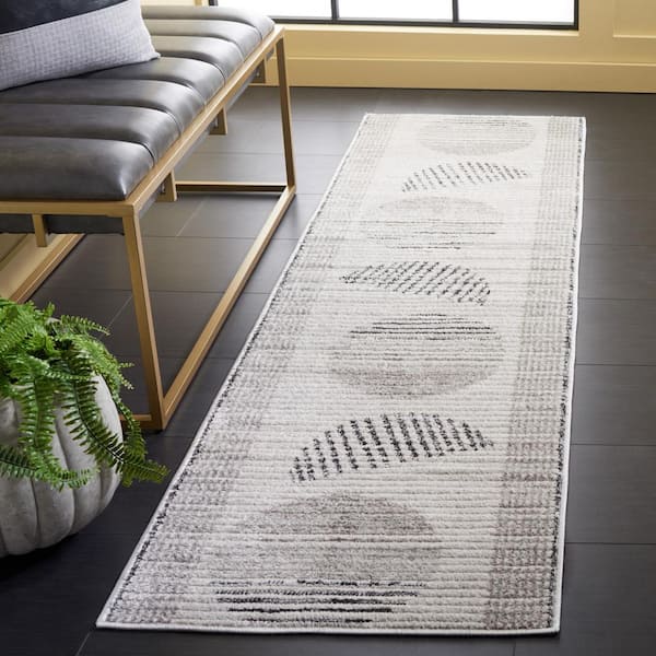Alamo Ivory/Gray 2 ft. x 8 ft. Modern Geometric Runner Rug