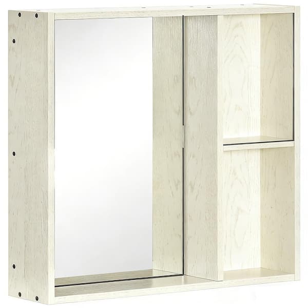 Kleankin 6 in. W x 24.75 in. D x 25.50 in. H Bathroom Storage Wall Cabinet in White with Mirror and Storage Shelf