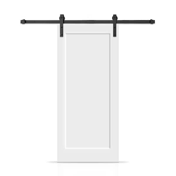 CALHOME 38 in. x 96 in. 1-Panel Shaker Hollow Core White Painted Composite Modern Interior Sliding Barn Door with Hardware Kit