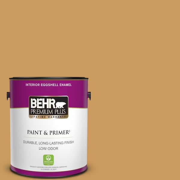 BEHR PREMIUM PLUS 1 gal. #M280-6 Solid Gold Eggshell Enamel Low Odor Interior Paint & Primer