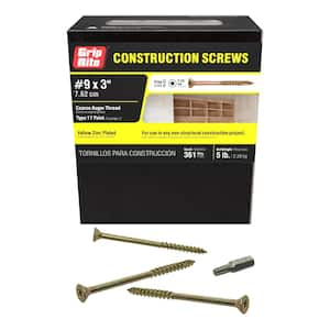 #9 x 3 in. Star Drive Flat Head Gold Construction Screw 5 lb. Box