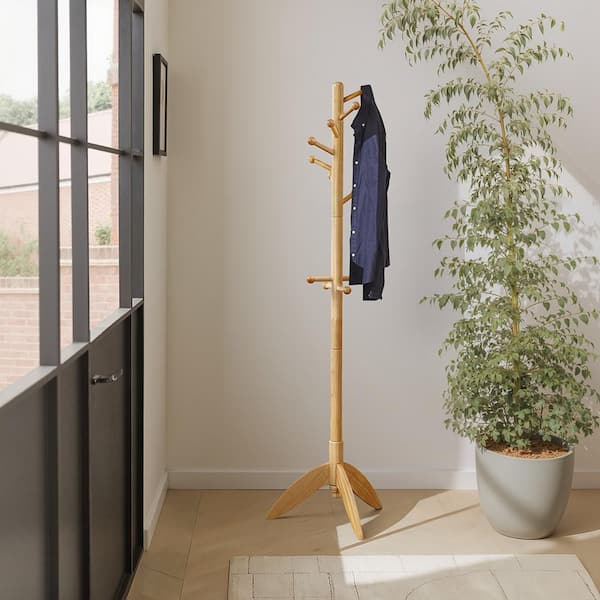 Synergy 70 in. Solid Wood Coat Rack in Natural Finish