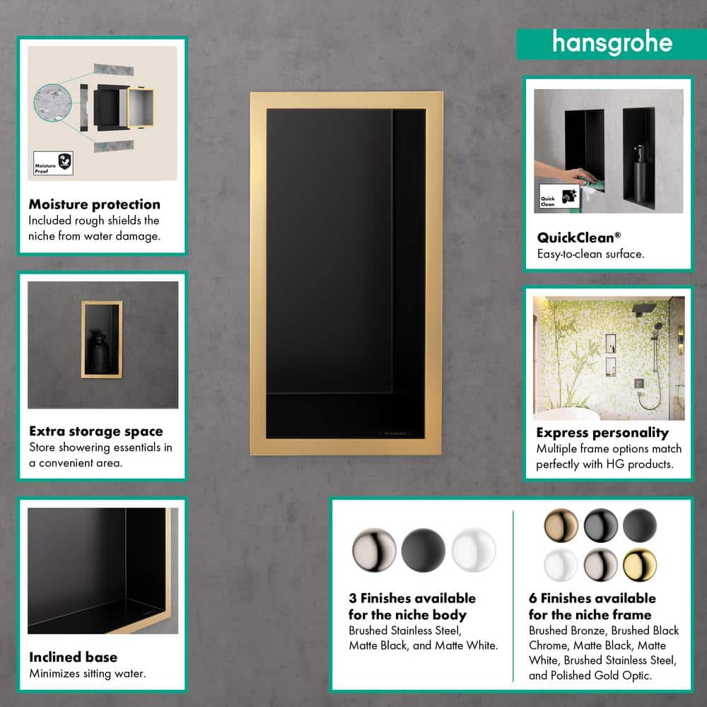 Matte Black Stainless Steel Wall Niche with Design Frame