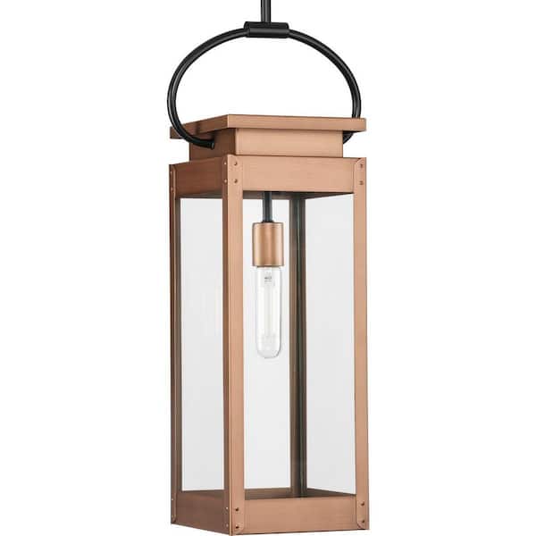 Union Square 7 in. 1-Light Antique Copper Hanging Pendant Light Lantern