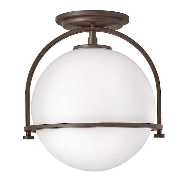 HINKLEY Somerset 11.5 In. 1-Light Buckeye Bronze Semi- Flush Mount