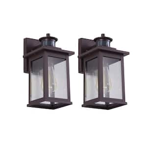 1-Light Bronze Wall Sconce with Motion Sensor (2-Pack)