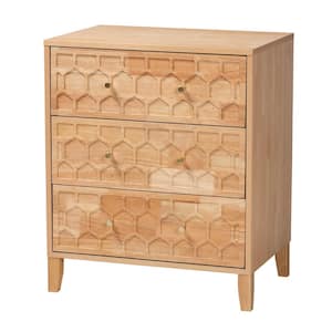 Hosea Natural Brown 3-Drawer 27.6 in. Chest of Drawers