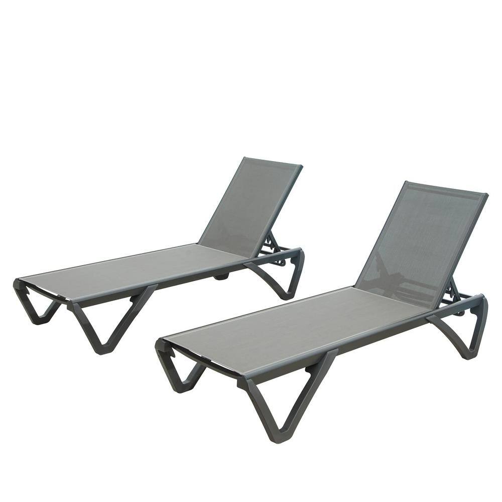 2-Pieces Patio Chaise Lounge Chair Gray Adjustable Aluminum Reclining Chair for Poolside, Deck, Lawn price history on PriceWatchPro