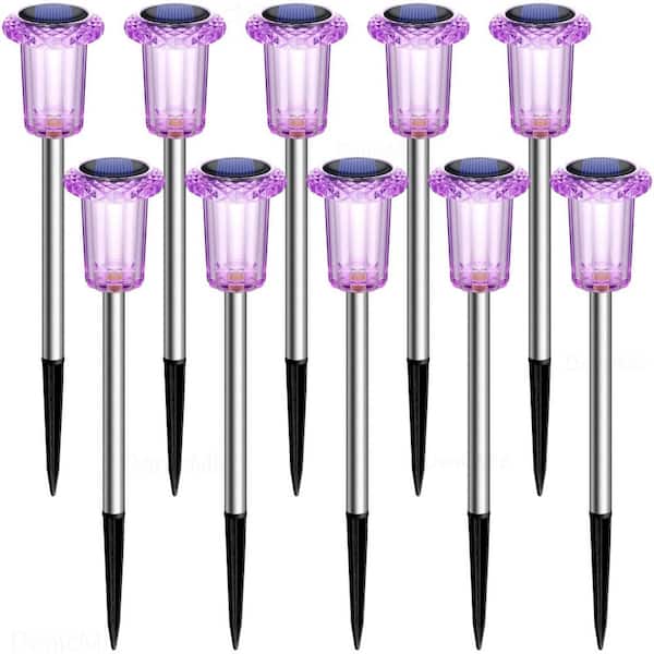 Angel Sar Waterproof Stainless Steel Halloween Solar Garden Lights in Purple for Yard, Walkway and Driveway (10-Pack)