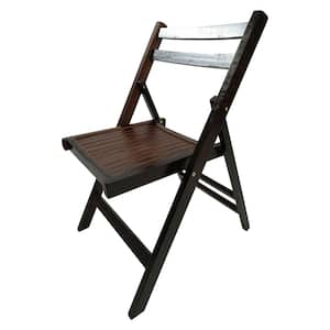 Foldable Wood Outdoor Dining Chair Slatted Seat Folding Chair in Cherry (Set of 4)