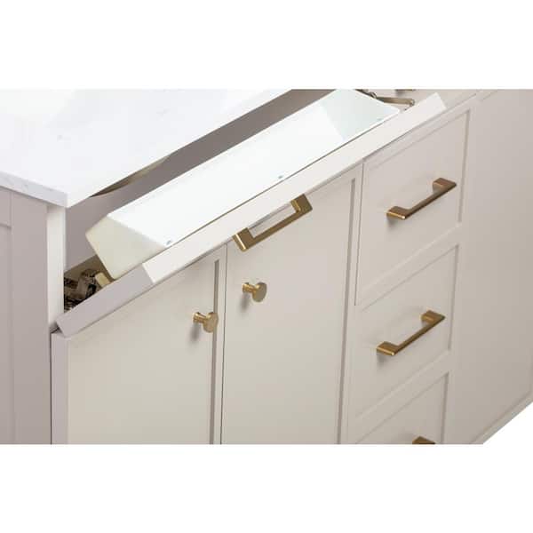 Glacier Bay Tobana 60 in. W x 19 in. D x 34 in. H Double Sink Bath Vanity  in Weathered Tan with White Engineered Marble Top Tobana 60WT - The Home  Depot