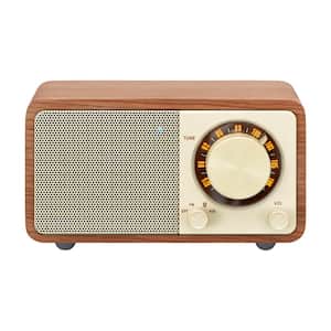 FM Stereo/Aux-in Rechargable Wood Cabinet Mini Bluetooth Speaker