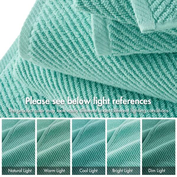 BIRDWEEL タオル　MADE IN USA Unbanded 6-Piece Elegant Turquoise Texture 100% Cotton Quick Dry