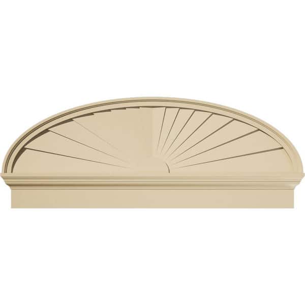 Ekena Millwork 48-in. W x 18-7/8-in. H x 2-3/4-in. P Elliptical Sunburst Signature Urethane Combination Pediment, Primed Tan