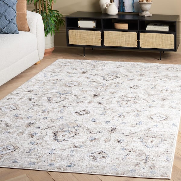 Quincy 4 ft. x 6 ft. Ivory/Light Gray Floral Indoor/Outdoor Area Rug