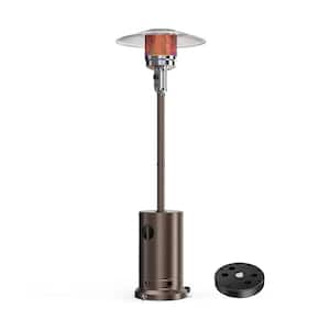 48,000 BTU Stainless Steel Propane Patio Heater with Sand Box, Double Layer Burner, Safety Protection & Wheels, Brown