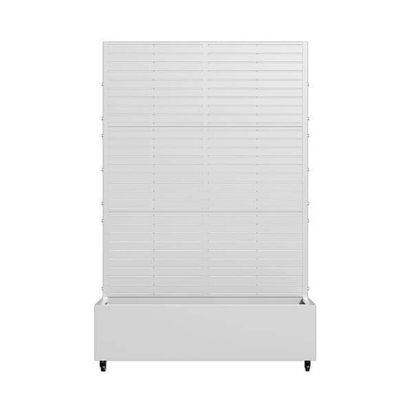 6 ft. H x 4 ft. W Metal Planter Box Privacy Screen Garden Bed with Trellis and Wheels White