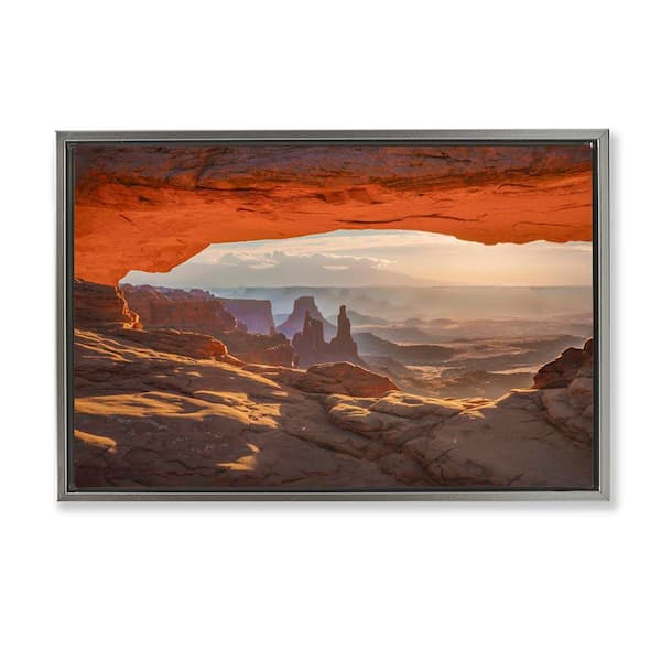 Stupell Industries Under Canyon Rocks View by Marty Hulsebos Gray Floater Frame Nature Graphic Art Print 17 in. x 25 in.