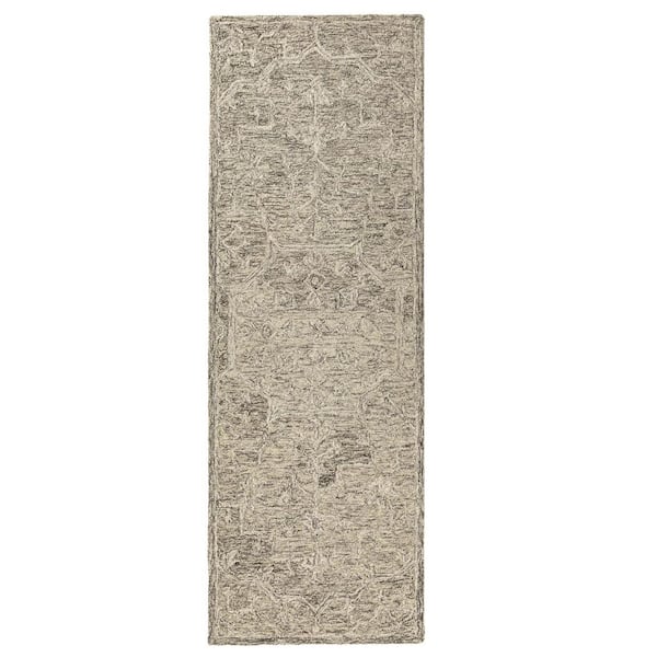 Jade Vintage Floral Hand-Tufted Wool Oriental Brown 3 ft. x 8 ft