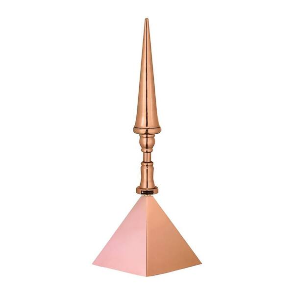 Good Directions 24 in. Castle Smithsonian Finial with Square Finial Cap in Polished Copper