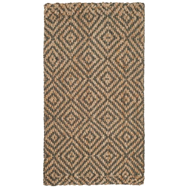 SAFAVIEH Natural Fiber Beige/Gray Doormat 2 ft. x 4 ft. Geometric Area Rug